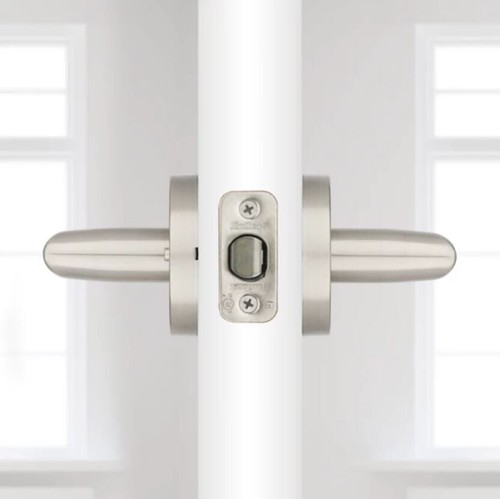 1 Set- Kwikset, Privacy Milan Bedroom & Bathroom HANDLES Satin Nickel, 97300-904 - Picture 6 of 6