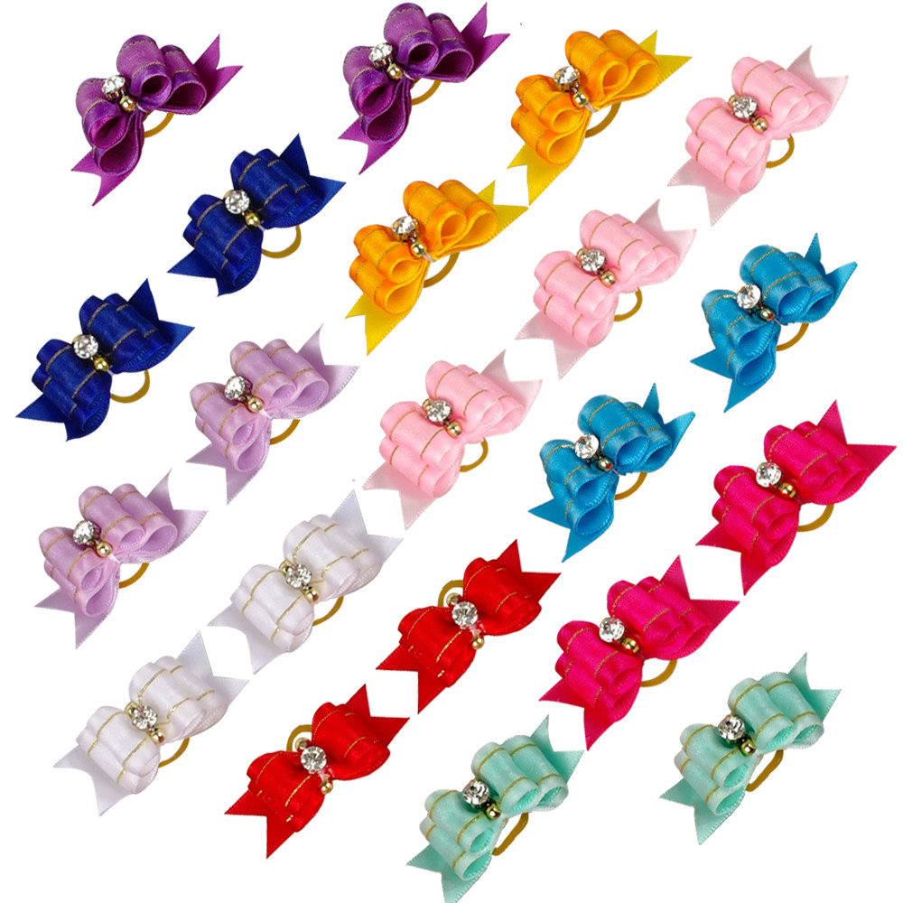 50/100pcs Bling Hair Bows For Cats & Dogs - Small Grooming Accessories (Yorkie, Puppy)