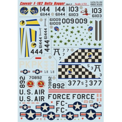 Print Scale 72-150 Decal 1:72 F-102 Delta Dagger Part2 The complete set 1,5 leaf