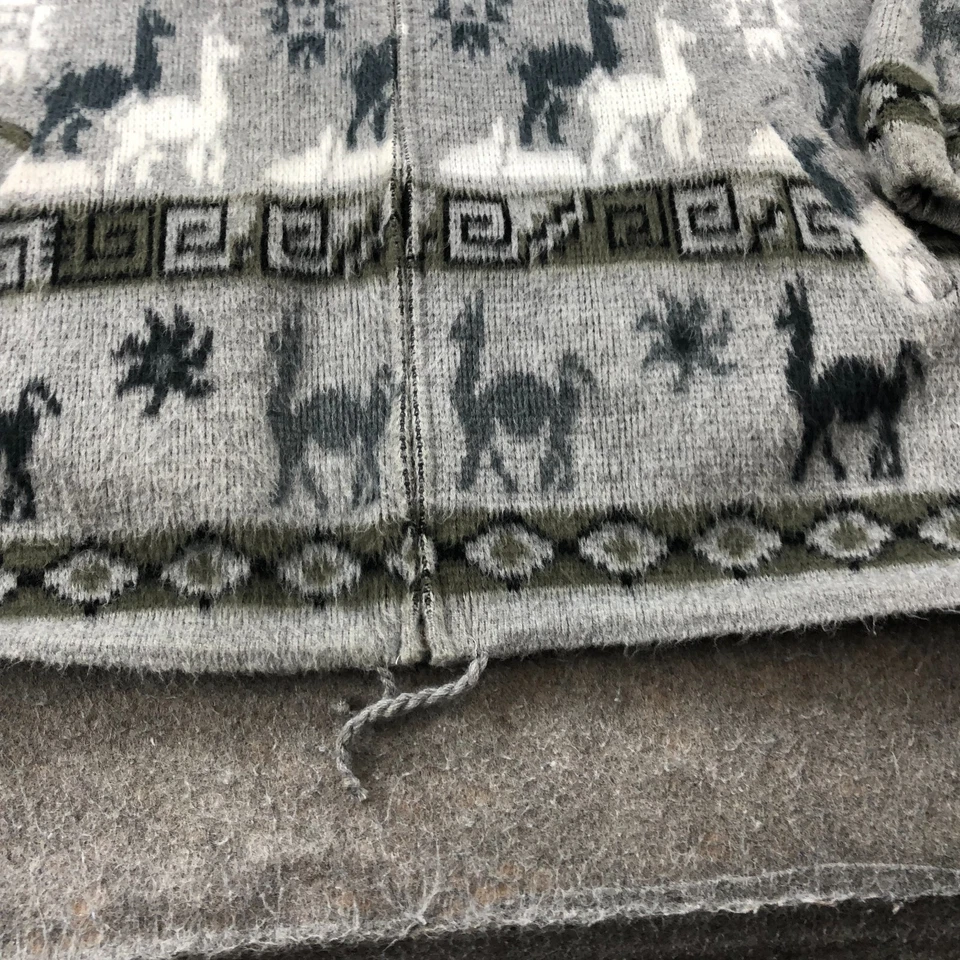 Suéter Vintage Ecuador Adulto XL Gris Suroeste Geométrico Azteca Cremallera Foto 3 de 4