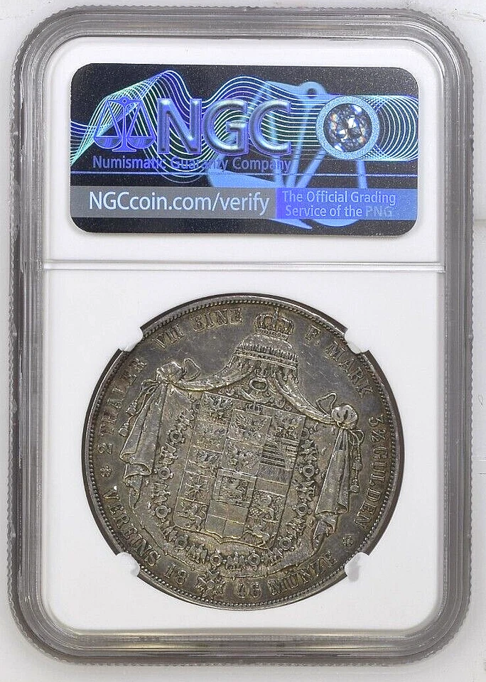 1846A German States PRUSSIA 2 Thaler Silver Friedrich Wilhelm III NGC AU-Details - Image 2 of 4