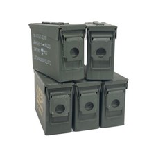 5 Cans FIVE 30 Cal Grade 1 Empty Ammunition Case. M19A1 Ammo Cans