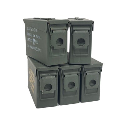 5 Cans! FIVE 30 Cal Grade 1 Empty Ammunition Case. M19A1 Ammo Cans