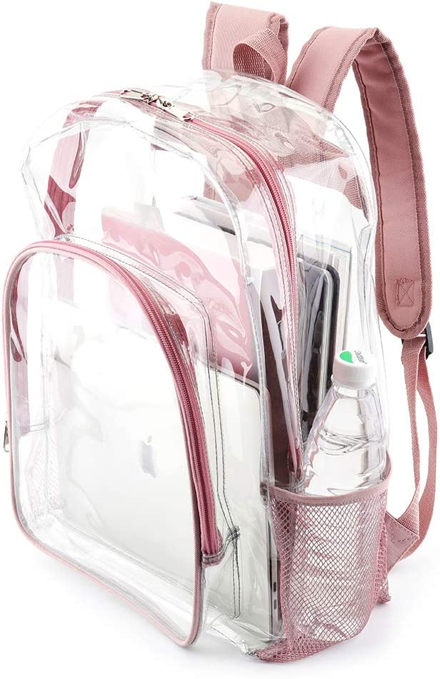 rose gold clear backpack