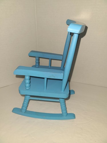 Dollhouse Miniature Rocking Chair 8", Blue - Picture 2 of 5