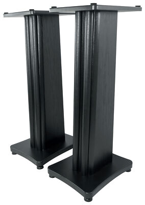 (2) Rockville Black Wood Grain 28'' Speaker Stands Fits Polk Audio TSI 100 BLACK