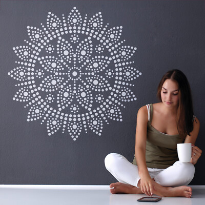 Bindu Mandala Wandschablone - großes Medaillon Motiv im indischen Stil - DIY Vorlage