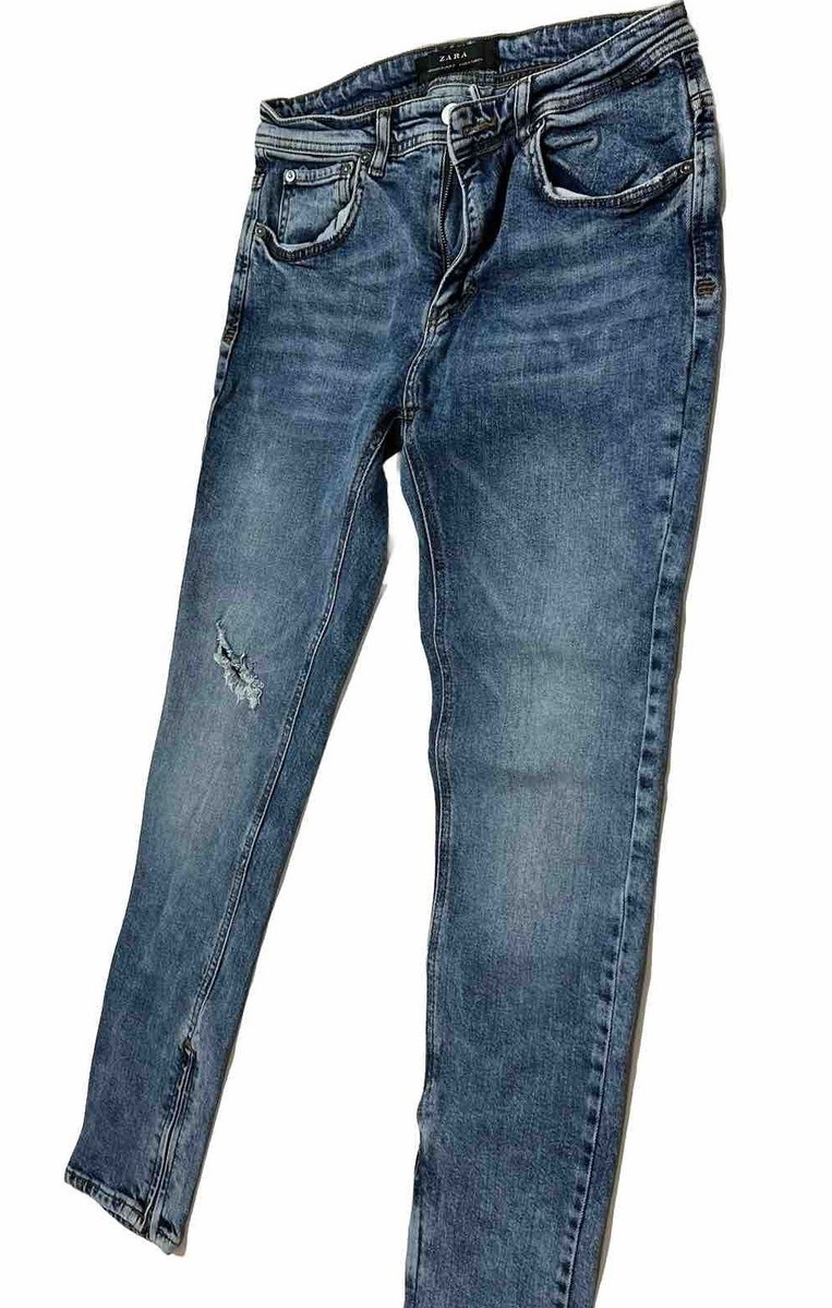Zara Mens Denim Collection Gray Zipper Skinny Jeans Size 31