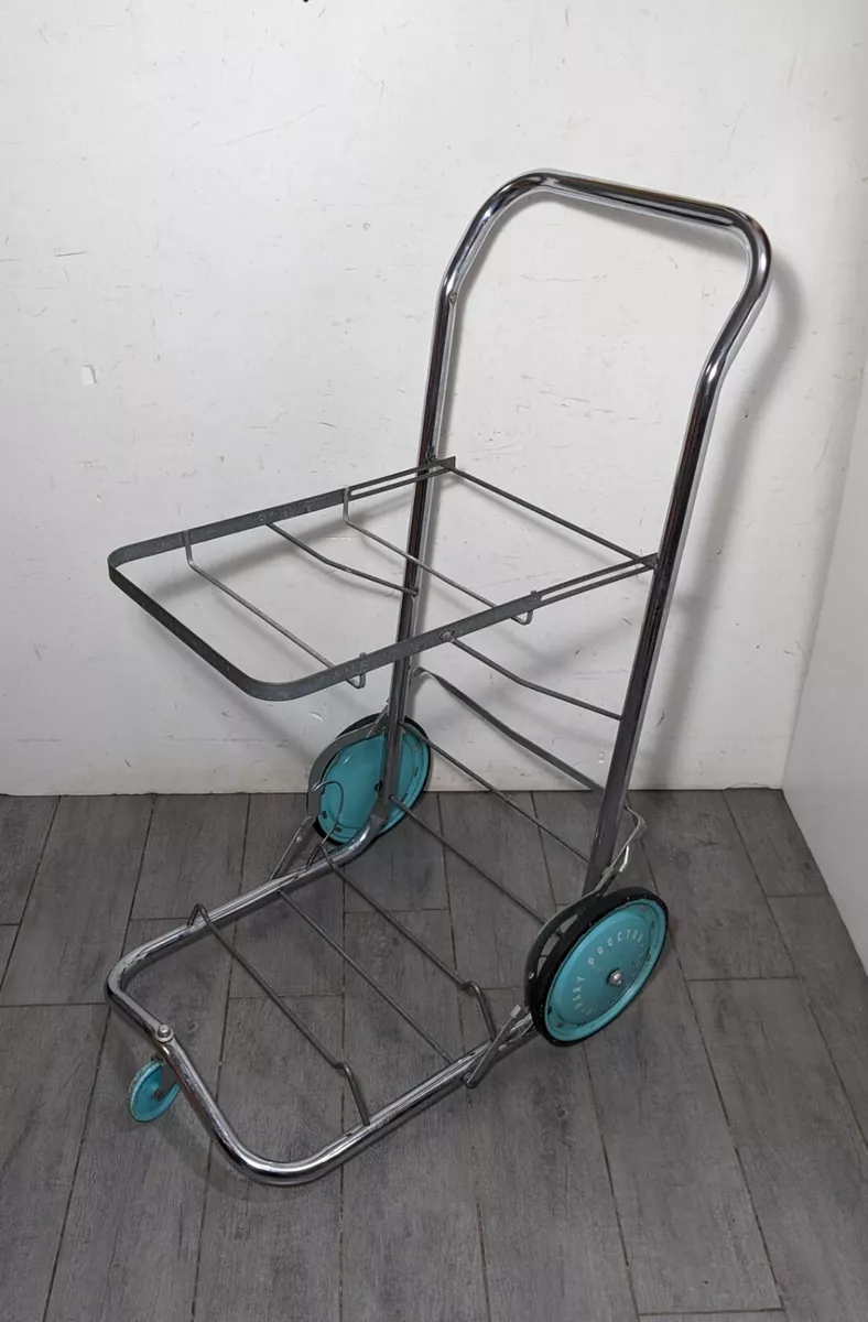 Vintage Mary Proctor Hi Lo Folding Shopping Cart Trolley Mid Century Retro