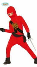 COSTUME CARNEVALE NINJA COMANDO VESTITO BAMBINO GUIRCA COMPLETO COLORE ROSSO