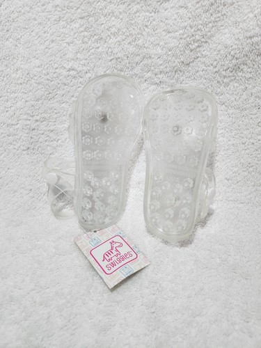 SWIGGLES TODDLER GIRLS CLEAR JELLY SANDALS WITH FLOWER AND GEM DECORATION LARGE - Picture 4 of 4