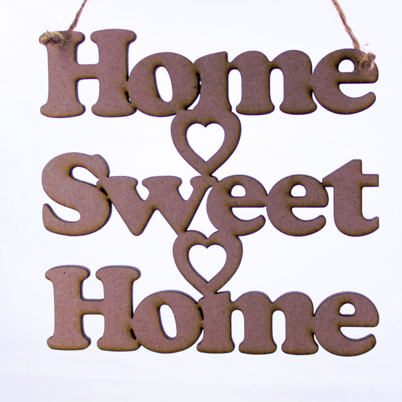 Home Sweet Home Phrase Hanging Decoration with hearts. Wooden/MDF ...
