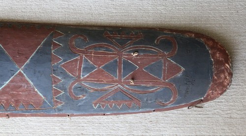 Papua New Guinea PNG Tribal War Shield Southern Highlands 107cm (42inch) Long - Picture 3 of 11
