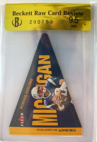 2002 FLEER TOM BRADY SCHOOL COLORS DIE CUT /750 BECKETT RAW REVIEW 9.5 RARE