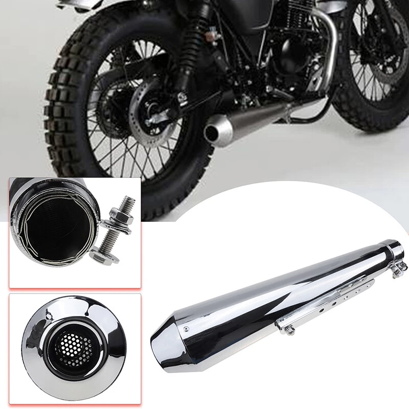 Pair For Honda CB350 CB360 Silver MT Cafe Reverse Cone Megaphone Exhaust Pipes - Image 2 of 4