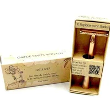NATULANE Eco-Friendly Safety Razor & 10 Platinum Coated Blades (ROSE GOLD) - NEW
