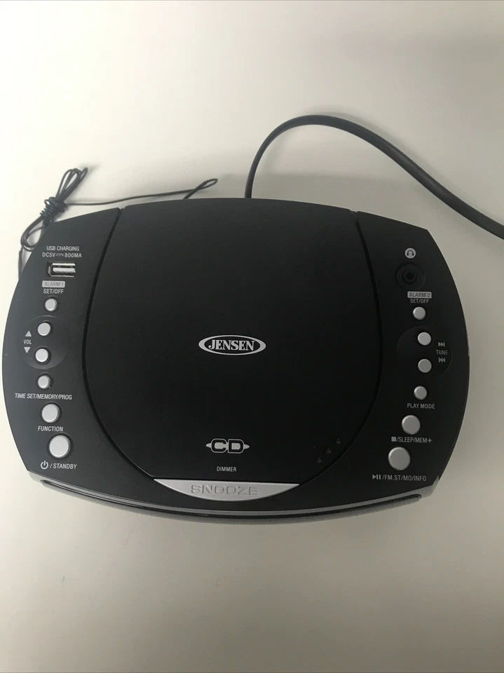 Jensen Modern Home CD Tabletop Stereo Clock Digital AM/FM Radio CD Player Dual - Image 2 of 4