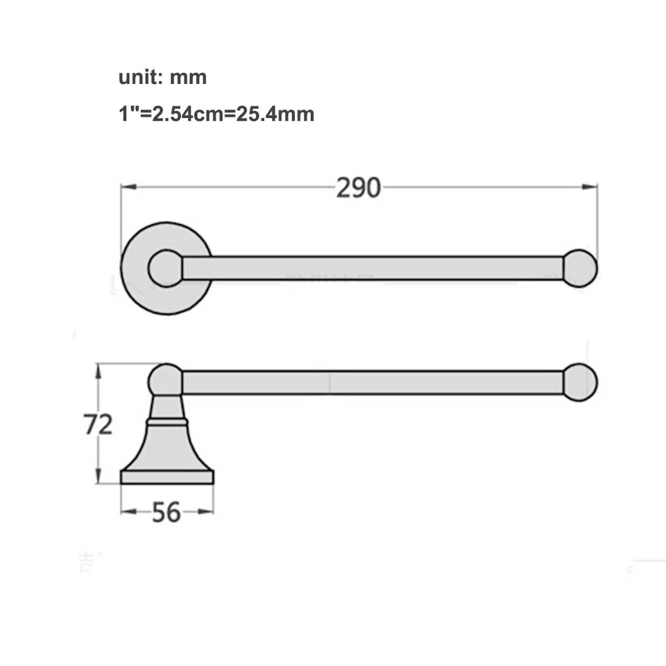 Gold Polished Brass Bathroom Single Rail Face Towel Rack Bar Holder Hanger - Image 3 of 4