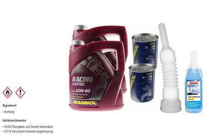 8L MANNOL Motoröl SAE 10W-60 RACING+ESTER inkl. Additiv Auslaufschlauch