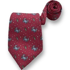 Vineyard Vines Pink w/ Blue Crab Pure Silk Neck Tie Made in USA Size 3.25"W 51"L