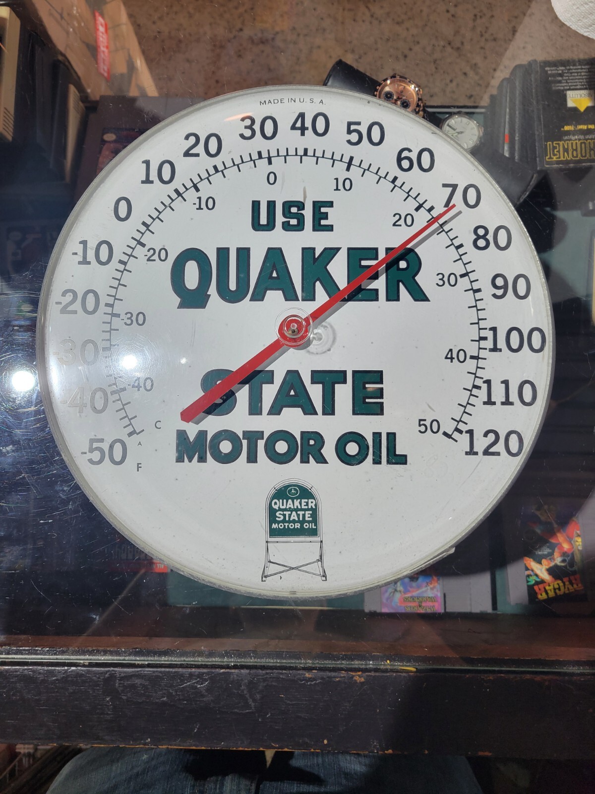 Vintage Quaker State Motor Oil Thermometer eBay