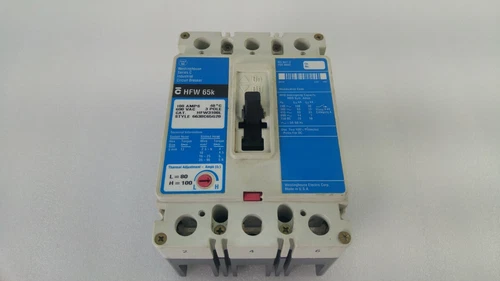WESTINGHOUSE HFW3100L CIRCUIT BREAKER HFW 65k 6638C65G20 100A 690VAC 3 POLE