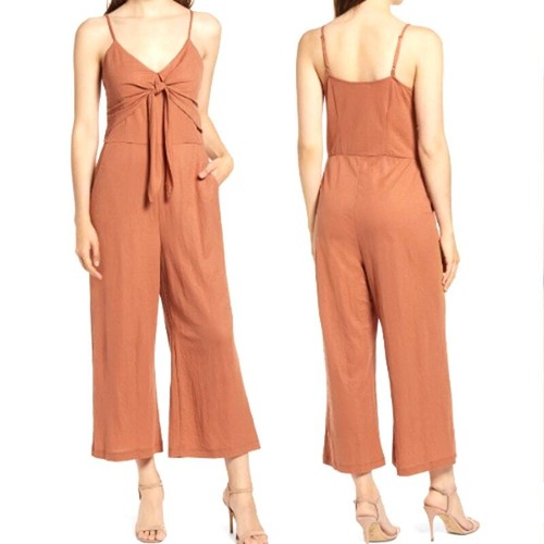 Mono Chealsea28 Verano Sin Mangas Corbata Frontal Pierna Ancha Talla L Naranja Quemado