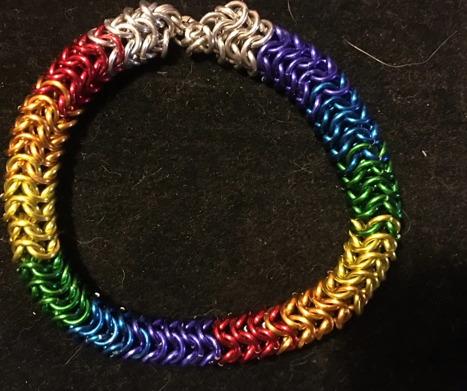 Bracelet LGBTQ Chainmail Maille Rainbow Grunge Glam Snake Chain Handmade New - Image 4 of 4