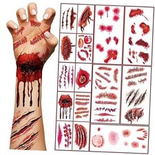 30 Sheets Halloween Fake Scar and Wound Tattoos, Zombie Makeup