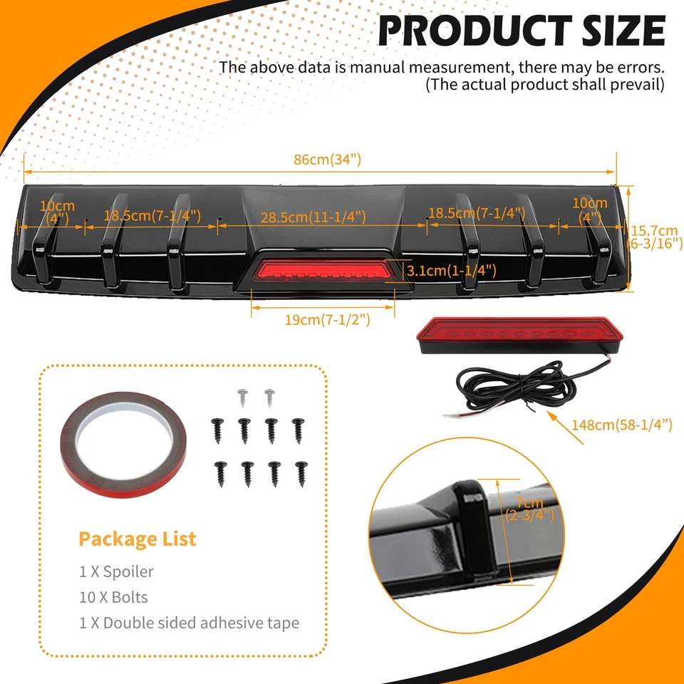 Rear Bumper Diffuser Spoiler w/ LED Brake Light For Mercedes Benz CLS W219 C219 - Image 3 of 4
