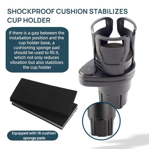2-in-1 Car Cup Holder Adapter, Multifunctional Front seat Adjustable Cup and 