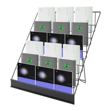 6 Tiers Black Tabletop Book Rack & Magazine Rack, Book Display Stand USA