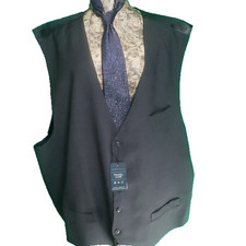 Perry Ellis Men's VEST 3X Slim Fit Charcoal Grey 5 Button Waistcoat Suit Vest