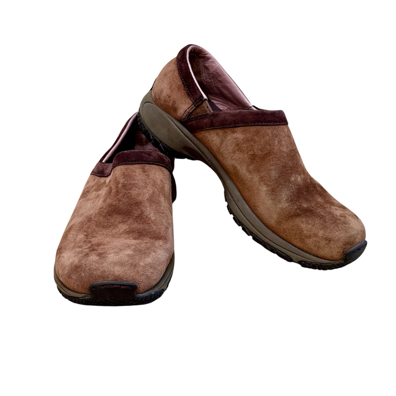 Merrell Ortholite Encore Adams slip on in camoscio marrone terra scuro taglia 7 5