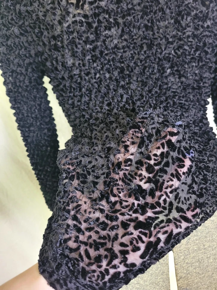 Top Palomitas Burnout Vintage Años 80 90 Coolwear Terciopelo Negro S-L Grunge Cuello Simulado Foto 3 de 4