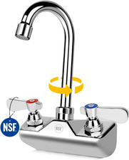 Commercial Hand Sink Faucet 4" Center Wall Mount with 3-1/2" Gooseneck Brass w