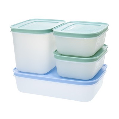 Tupperware Eis-Kristall Behälter Set 1,0 l Blau + 1,1 l Mint + 450 ml Mint (2)