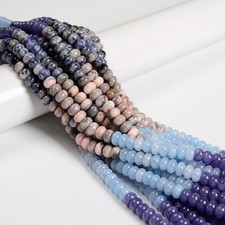 03-Multi-color Gemstone Smooth Rondelle Beads Size 5x8mm 15.5'' Strand