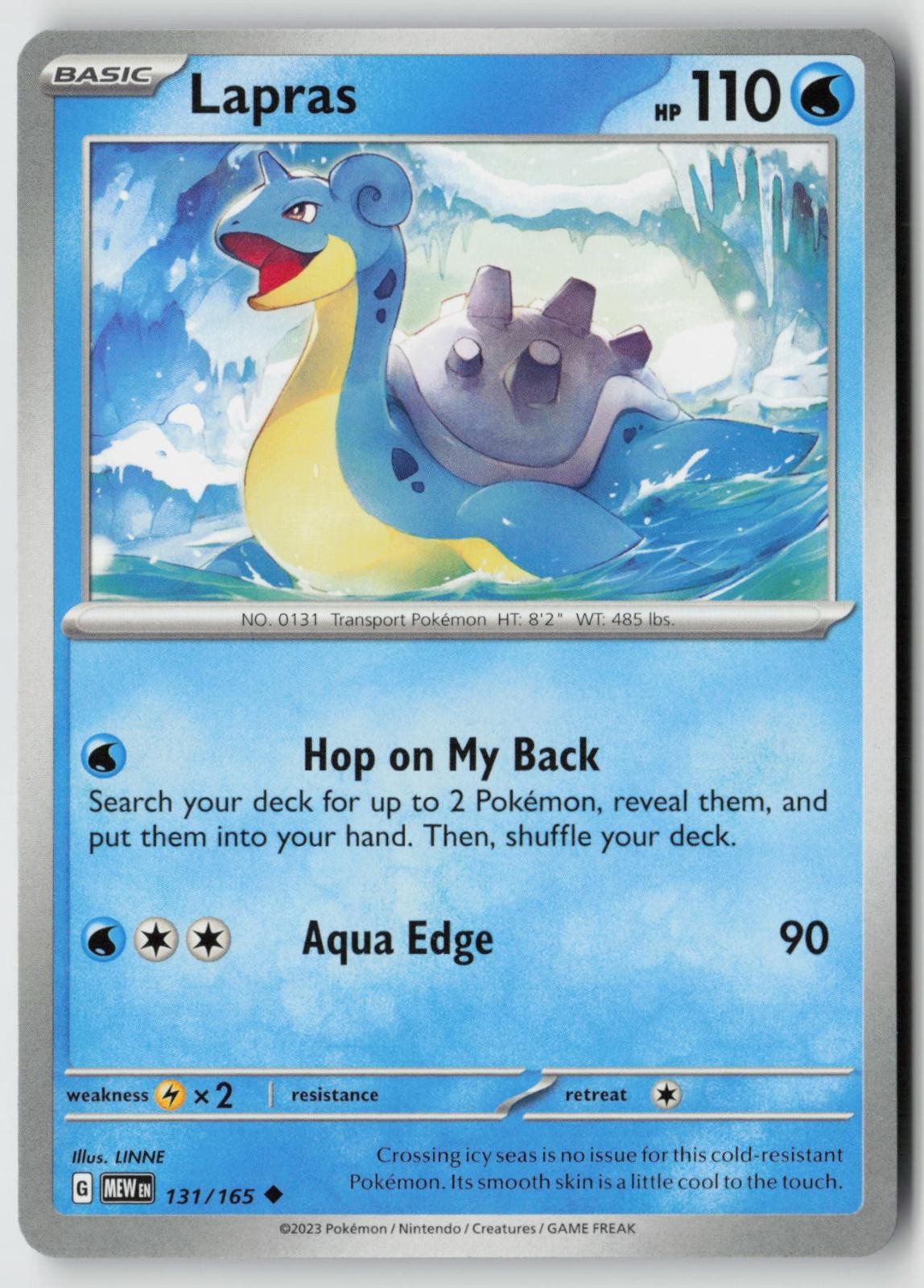 Lapras 131/165 Uncommon 151 Pokemon Near Mint
