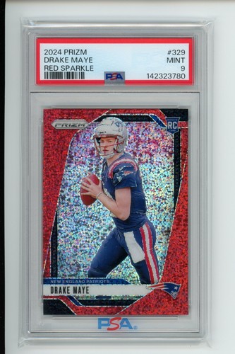 Drake Maye [Red Sparkle] #329 2024 Panini Prizm card
