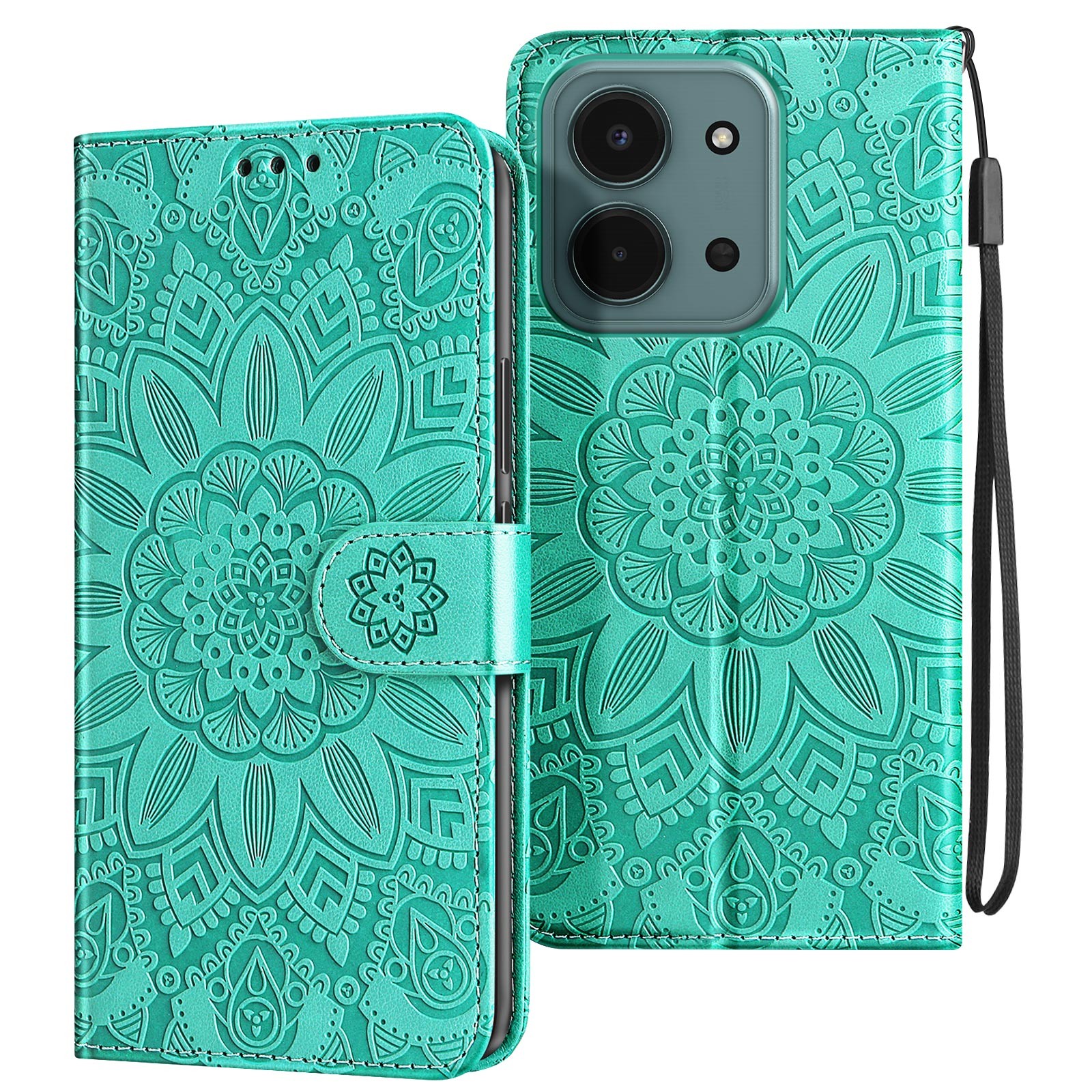 Etui Redmi 15C Antichoc et Anti Rayures Housse Turquoise Portefeuille
