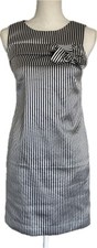 Banana Republic Sleeveless Shift Dress Satin Finish Striped Bow Party Zip Sz 00