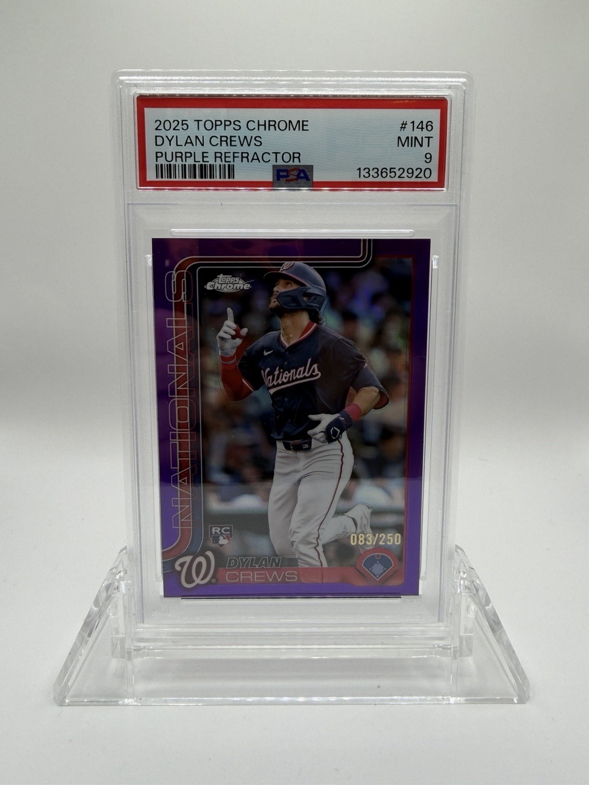 2025 Topps Chrome - Dylan Crews #146 Purple Refractor /250 (RC) PSA 9