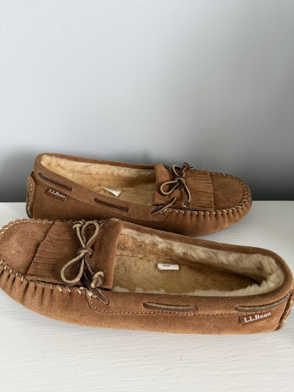 L.L. Bean Wicked Good Moccasins Slippers Shearling Lined Chestnut Women’s 9M