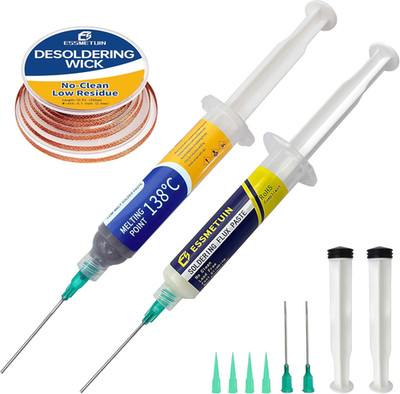 Sn42/Bi58 Lead Free Solder Paste (30G) & No Clean Soldering Flux(10Cc) & Soler W