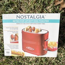 Nostalgie Retro Pop-Up Hot Dog Toaster Rot 650W 120V 2 Hot Dogs Verstellbarer Timer