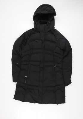 Wedze Damen schwarzer langer gefütterter Mantel XS Daunen Winterjacke mit Kapuze