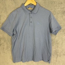 Burberry Shirt Mens L Blue Polo Collard Cotton Preppy Golf Cotton