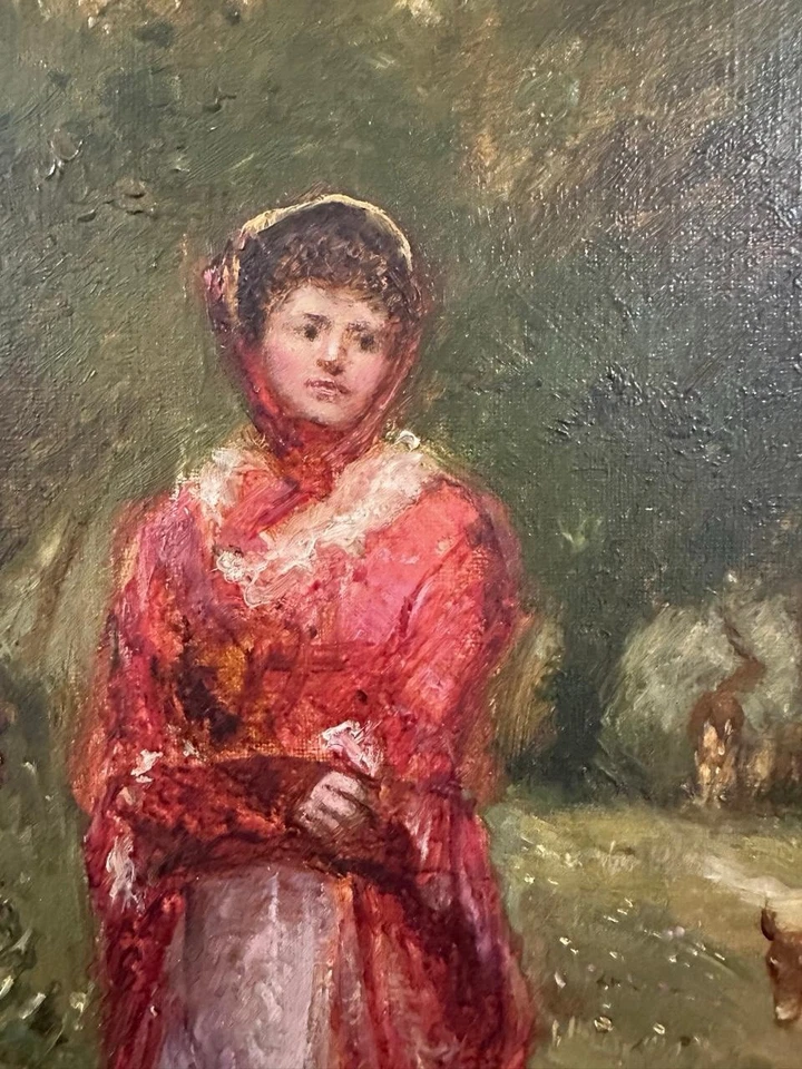 Edith Bullock : Young Lady With Deer , Oil On Canvas , Signed - Image 4 of 4
