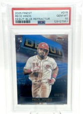 2025 Topps Finest Rece Hinds Debut Blue Refractor #40/150 RC Cincinnati Reds